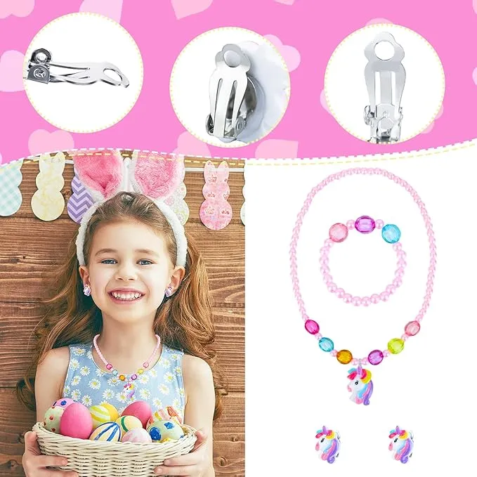 Zuimei Unicorn Jewellery Set for Girls, Unicorn Crossbody Bag with Jewelry Sets,Bracelets Necklaces Kids Dress Up Jewelry for Girls